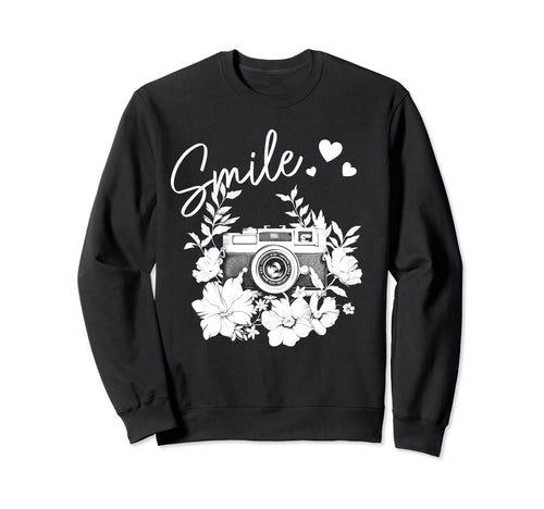 Photographer Smile Camera Flowers Sweatshirt - Aesthetic Graphic Unisex - T-Shirt, Sweatshirt, Hoodie