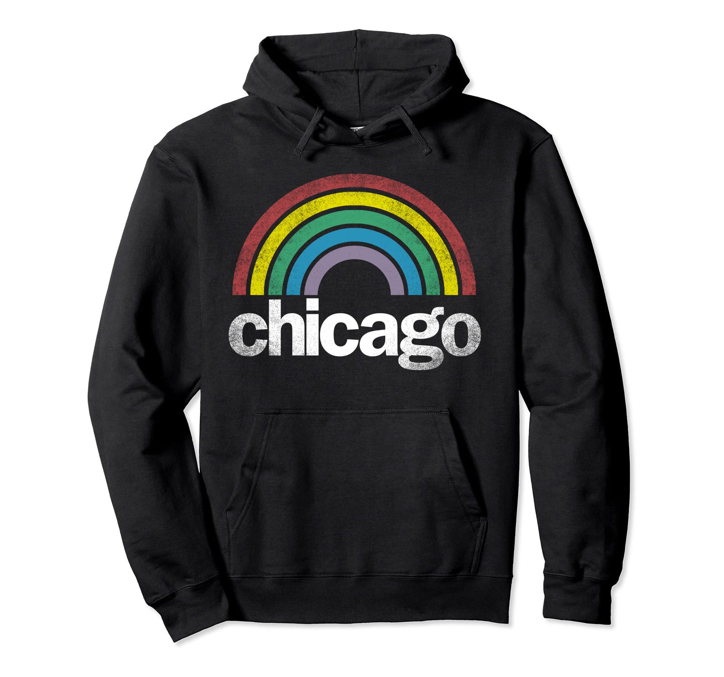 Chicago Rainbow 70S 80S Hoodie - Fun Novelty Design for Adults - T-Shirt, Sweatshirt, Hoodie