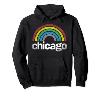 Chicago Rainbow 70S 80S Hoodie - Fun Novelty Design for Adults - T-Shirt, Sweatshirt, Hoodie