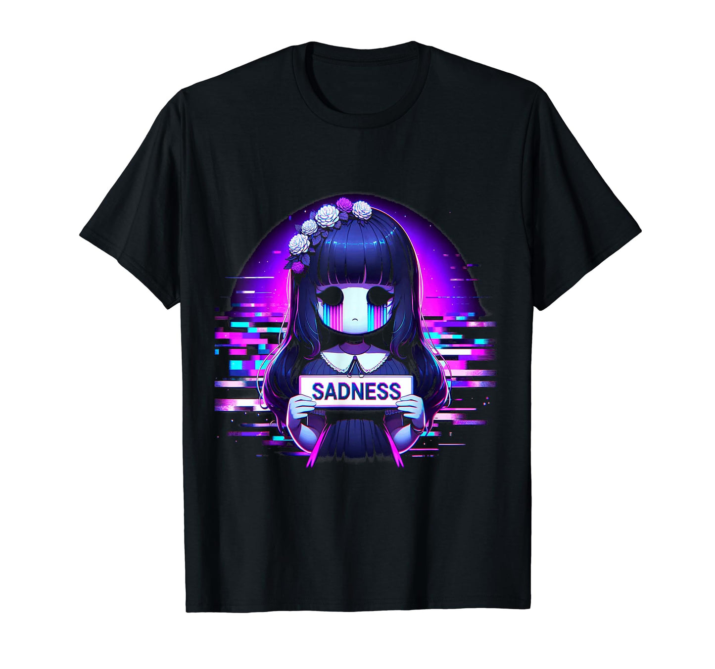 Sad Anime Japanese Aesthetic Vaporwave T-Shirt - Minimalist Print Unisex - T-Shirt, Sweatshirt, Hoodie