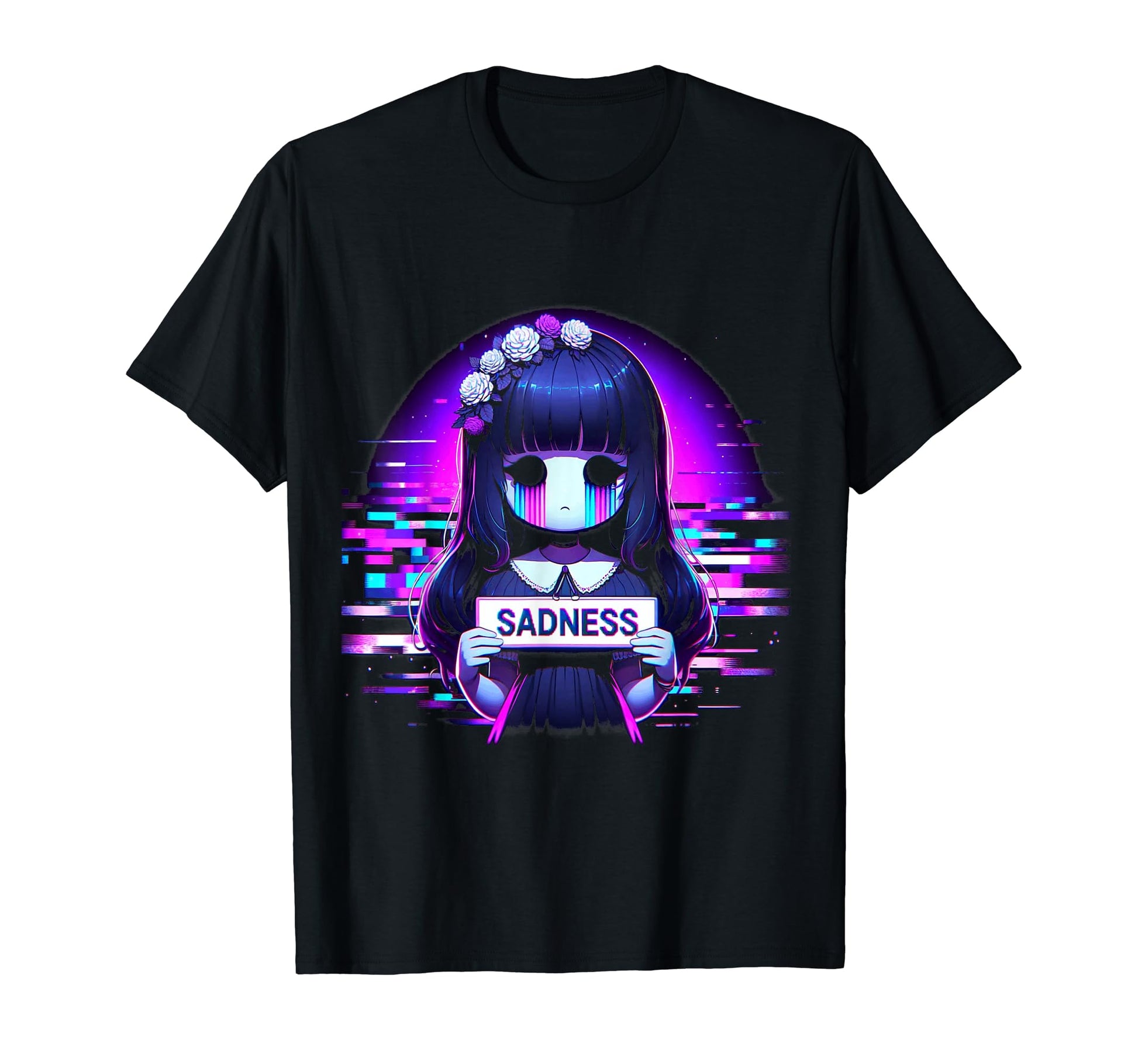 Sad Anime Japanese Aesthetic Vaporwave T-Shirt - Minimalist Print Unisex - T-Shirt, Sweatshirt, Hoodie