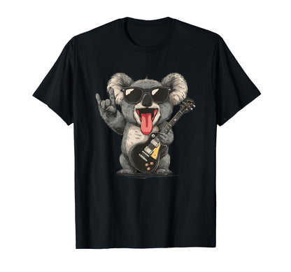 Koala Playing Guitar Rock Music T-Shirt - Minimalist Print Unisex - T-Shirt, Sweatshirt, Hoodie
