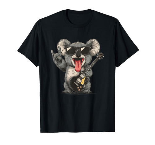 Koala Playing Guitar Rock Music T-Shirt - Minimalist Print Unisex - T-Shirt, Sweatshirt, Hoodie