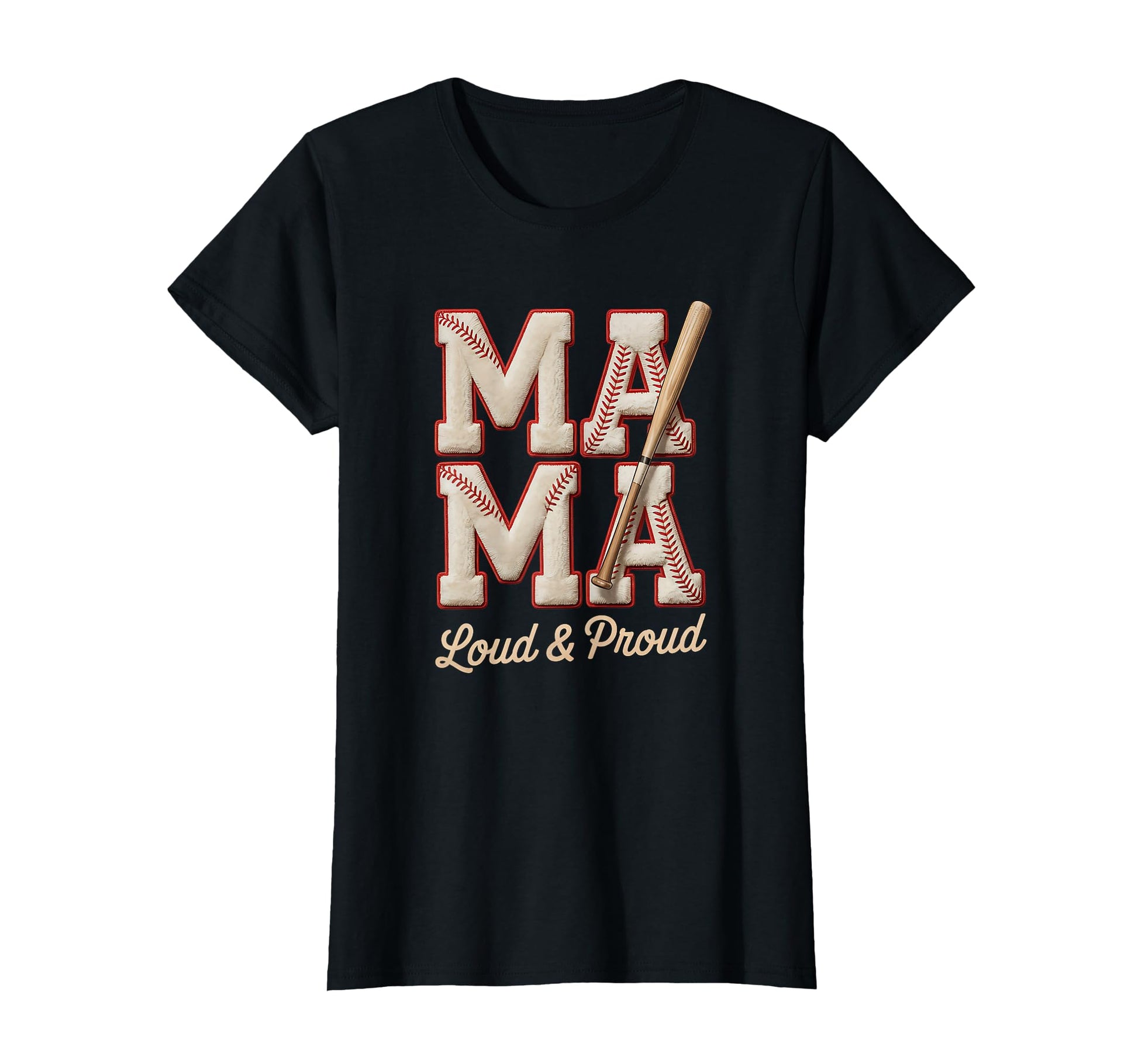 Mama Loud And Proud Baseball Patch Sports T-Shirt - Trendy Graphic Unisex - T-Shirt, Sweatshirt, Hoodie