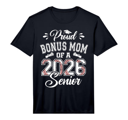 Mens Proud Bonus Mom 2026 Senior Baseball T-Shirt - Trendy Graphic Unisex - T-Shirt, Sweatshirt, Hoodie