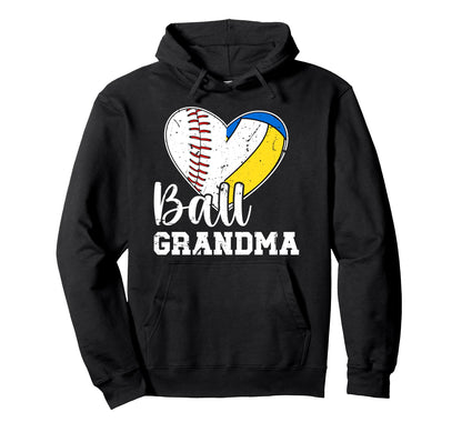 Ball Grandma Heart Baseball Hoodie - Streetwear Style for Adults - T-Shirt, Sweatshirt, Hoodie