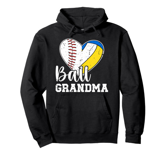 Ball Grandma Heart Baseball Hoodie - Streetwear Style for Adults - T-Shirt, Sweatshirt, Hoodie