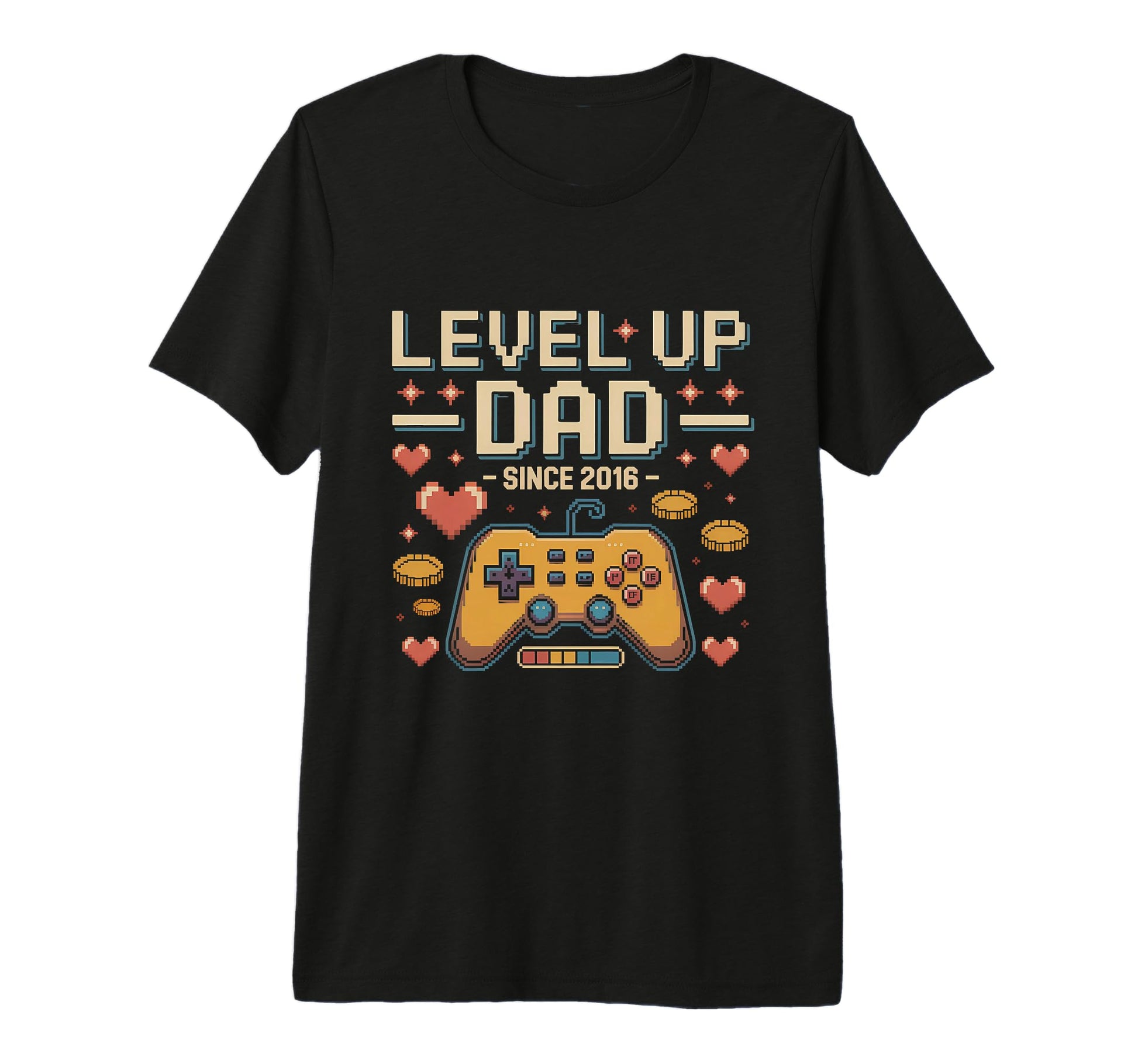 Level Up Dad Since 2016 Gamer Fathers T-Shirt - Trendy Graphic for Adults - T-Shirt, Sweatshirt, Hoodie