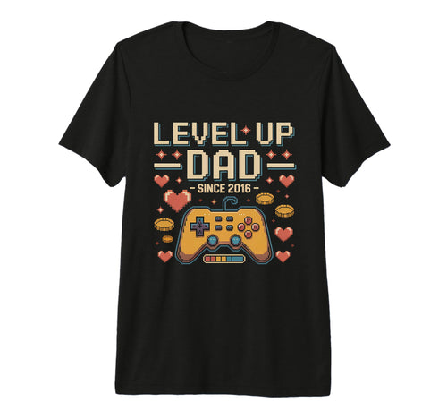 Level Up Dad Since 2016 Gamer Fathers T-Shirt - Trendy Graphic for Adults - T-Shirt, Sweatshirt, Hoodie