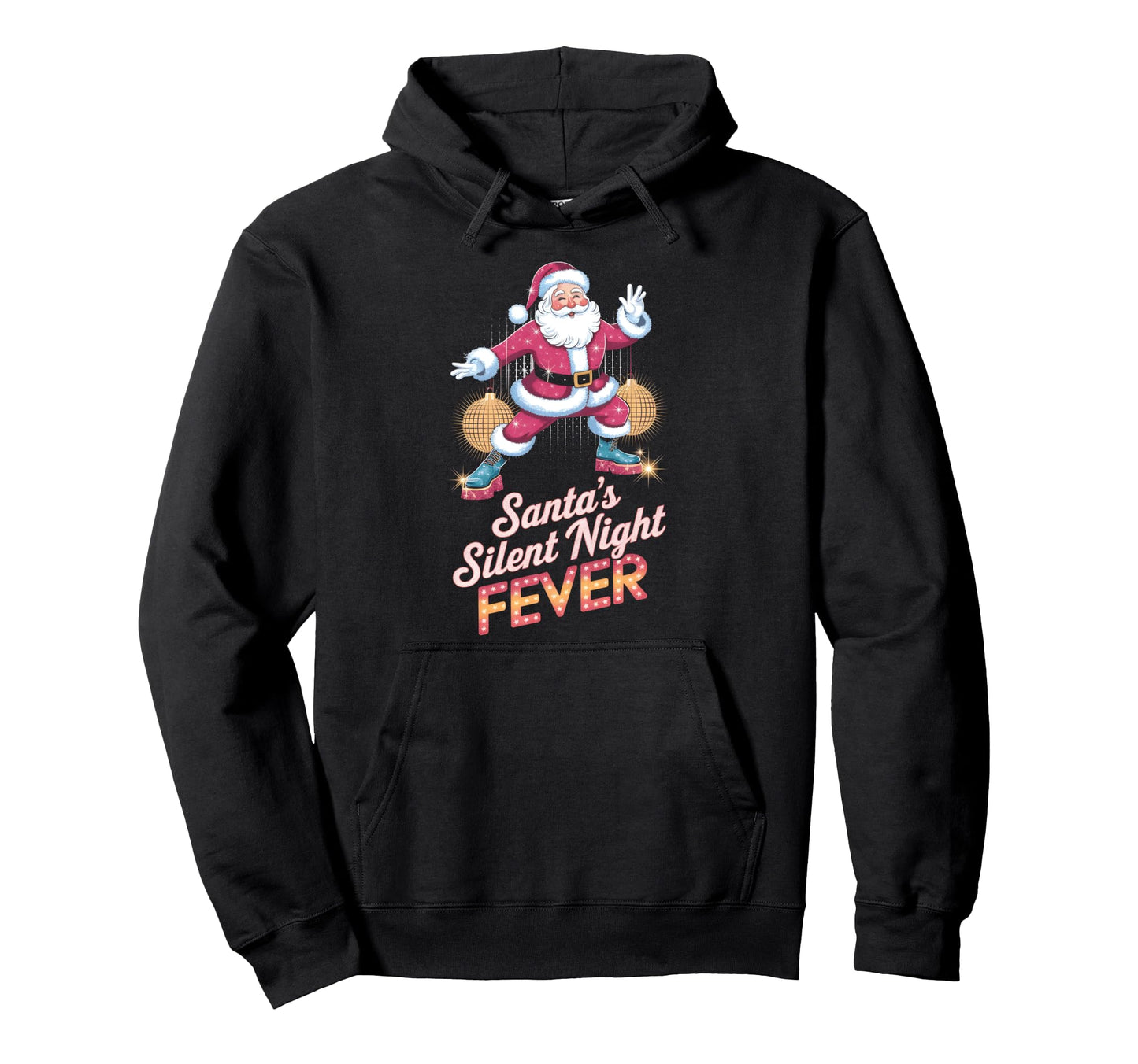 Santas Silent Night Fever Disco Funky Hoodie - Trendy Graphic for Adults - T-Shirt, Sweatshirt, Hoodie