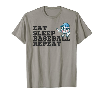 Eat Sleep Baseball Repeat Funny T-Shirt - Minimalist Print Men Women - T-Shirt, Sweatshirt, Hoodie