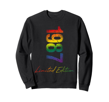 Birthday 1987 Lgbtq Rainbow Gender Sweatshirt - Graphic Print for Adults - T-Shirt, Sweatshirt, Hoodie