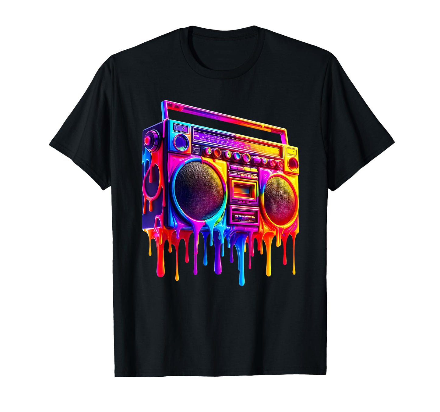 Dripping Paint Boombox Old School T-Shirt - Aesthetic Graphic Men Women - T-Shirt, Sweatshirt, Hoodie