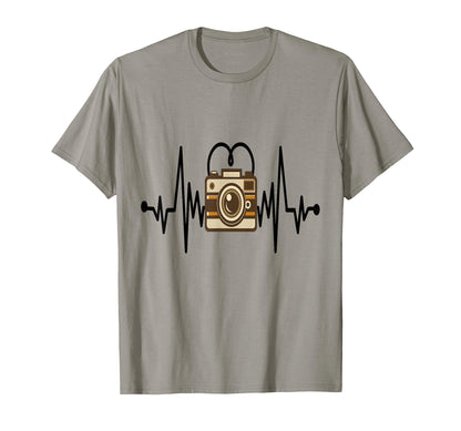 Womens Funny Camera Heartbeat T-Shirt - Custom Art Print Men Women - T-Shirt, Sweatshirt, Hoodie