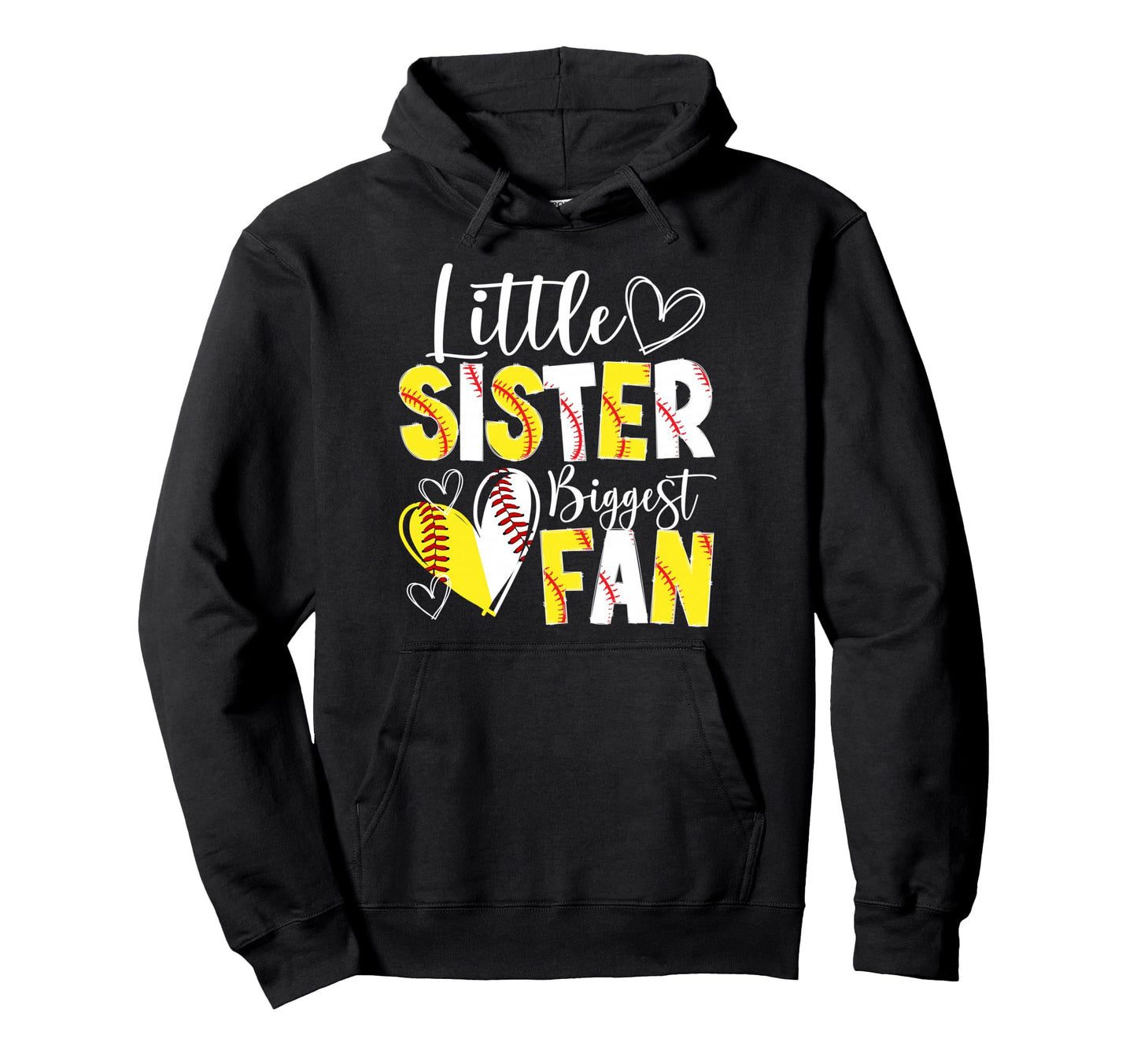 Little Sister Biggest Fan Baseball Hoodie - Trendy Graphic for Adults - T-Shirt, Sweatshirt, Hoodie