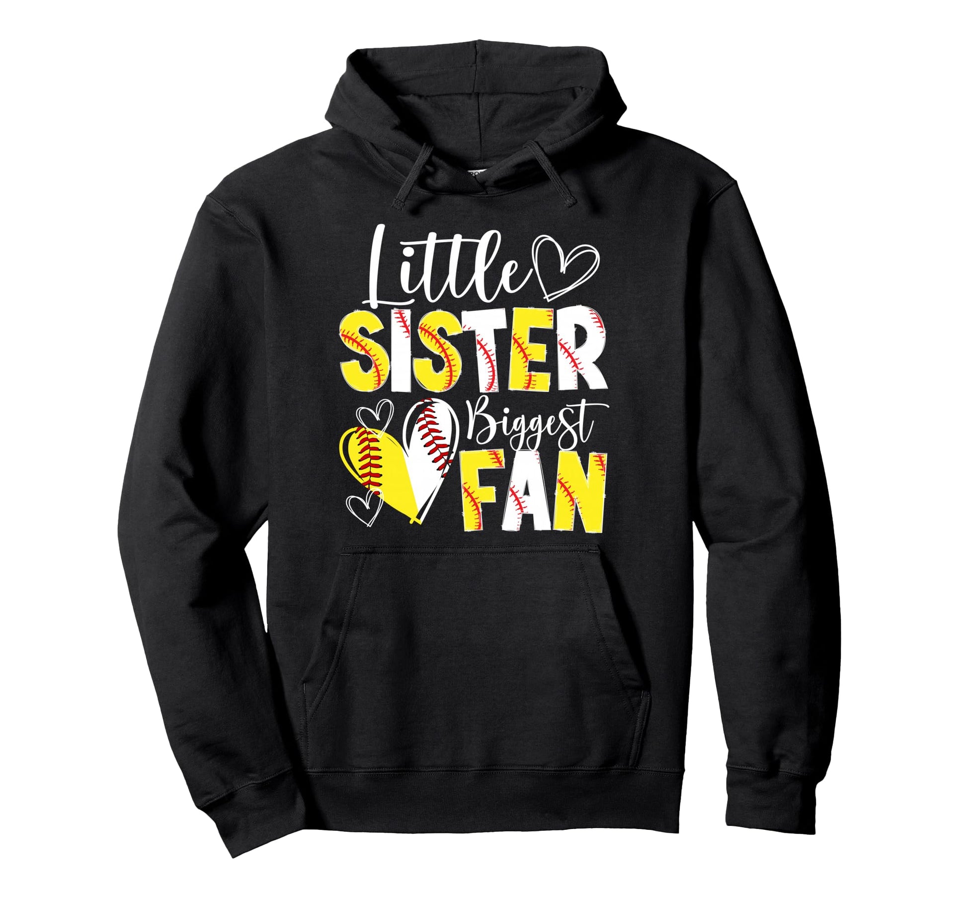 Little Sister Biggest Fan Baseball Hoodie - Trendy Graphic for Adults - T-Shirt, Sweatshirt, Hoodie