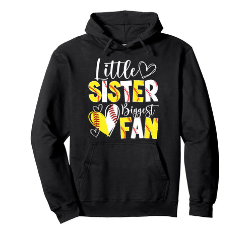 Little Sister Biggest Fan Baseball Hoodie - Trendy Graphic for Adults - T-Shirt, Sweatshirt, Hoodie