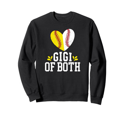 Gigi Both Heart Softball Baseball Sweatshirt - Minimalist Print Men Women - T-Shirt, Sweatshirt, Hoodie