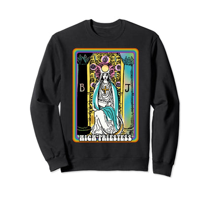 Tarot Card High Priestess Groovy Sweatshirt - Custom Art Print Unisex - T-Shirt, Sweatshirt, Hoodie