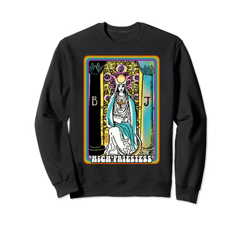 Tarot Card High Priestess Groovy Sweatshirt - Custom Art Print Unisex - T-Shirt, Sweatshirt, Hoodie