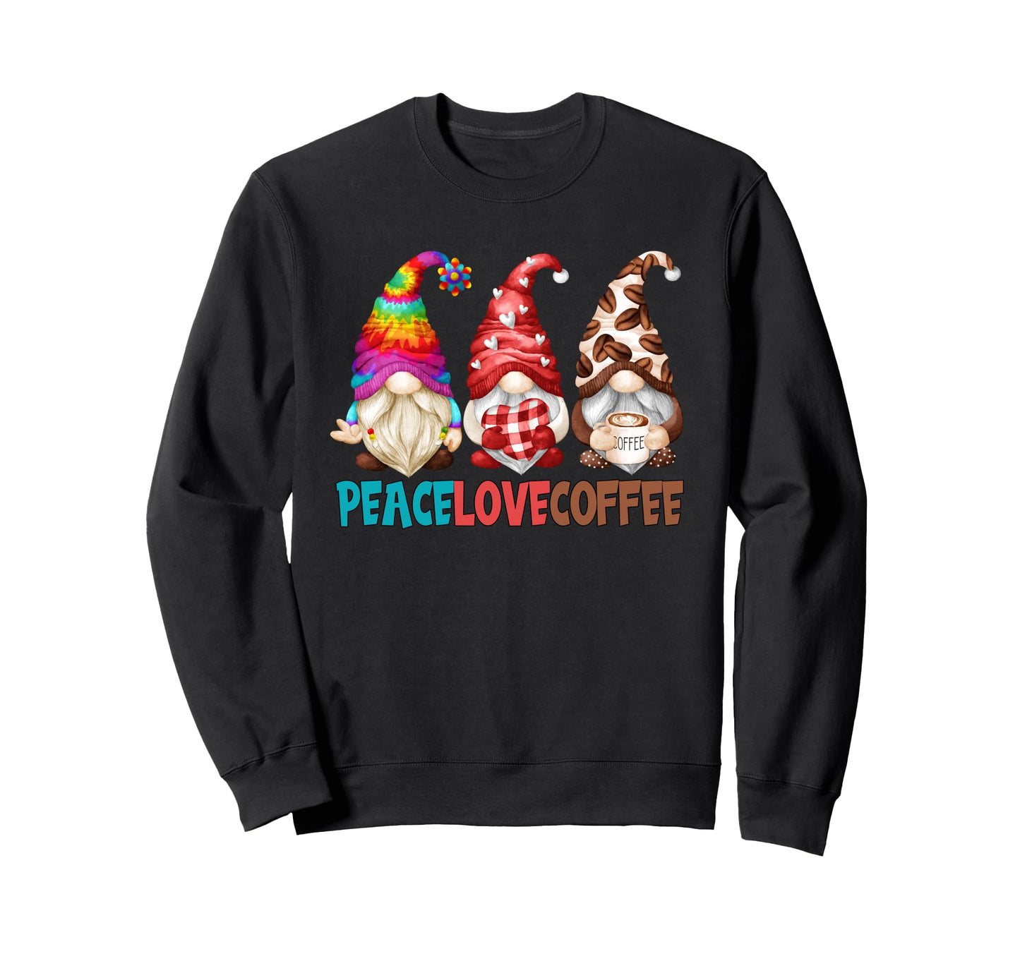 Funny Coffee Hippie Gnomes Sweatshirt - Fun Novelty Design for Adults - T-Shirt, Sweatshirt, Hoodie