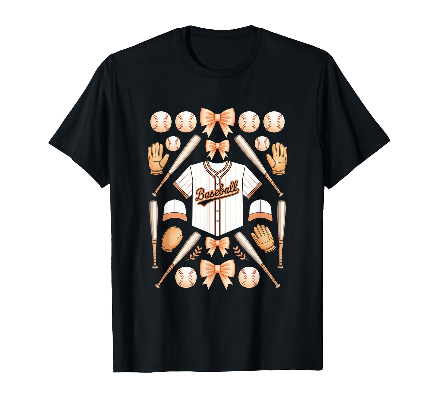 Baseball Orange Game Day Coquette Bow T-Shirt - Trendy Graphic Unisex - T-Shirt, Sweatshirt, Hoodie