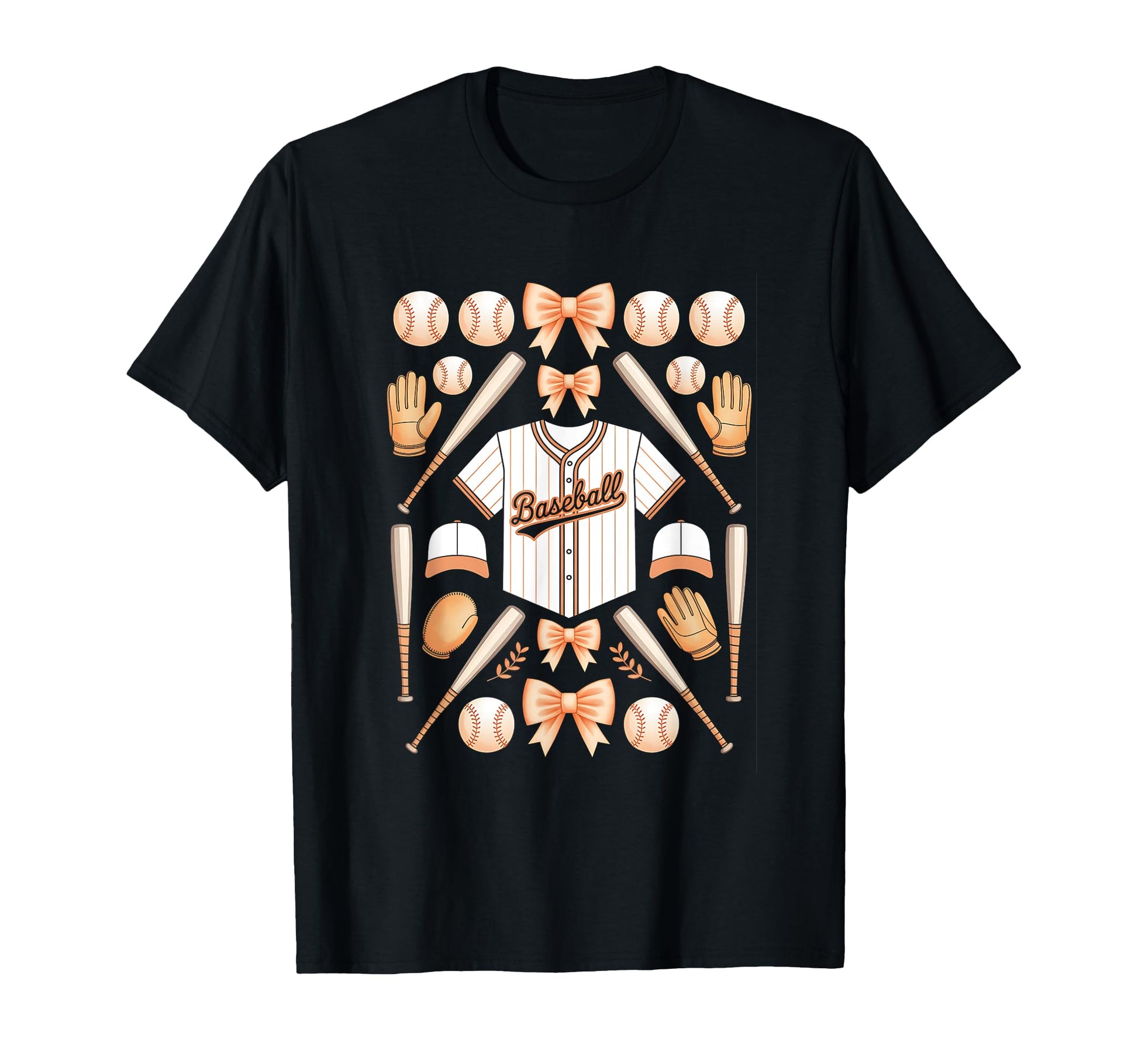 Baseball Orange Game Day Coquette Bow T-Shirt - Trendy Graphic Unisex - T-Shirt, Sweatshirt, Hoodie