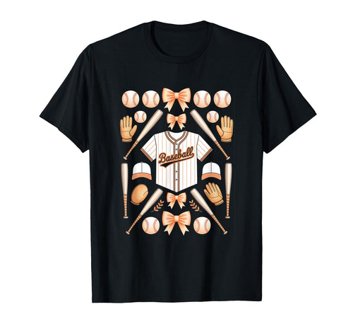 Baseball Orange Game Day Coquette Bow T-Shirt - Trendy Graphic Unisex - T-Shirt, Sweatshirt, Hoodie