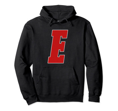 Letter E Monogram Varsity Alphabet Hoodie - Fun Novelty Design for Adults - T-Shirt, Sweatshirt, Hoodie