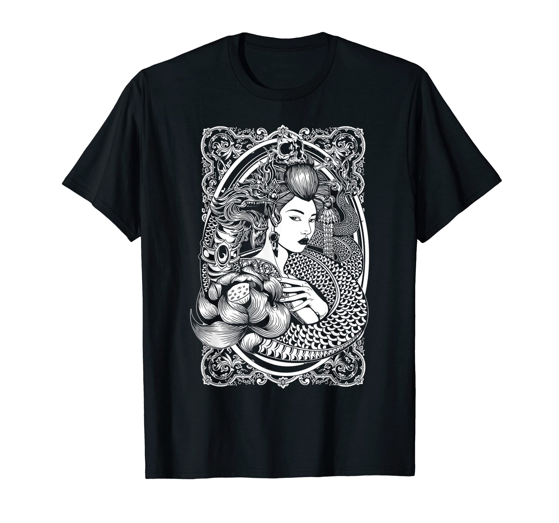 Japanese Geisha Dragon Samurai Vaporwave T-Shirt - Graphic Print Men Women - T-Shirt, Sweatshirt, Hoodie