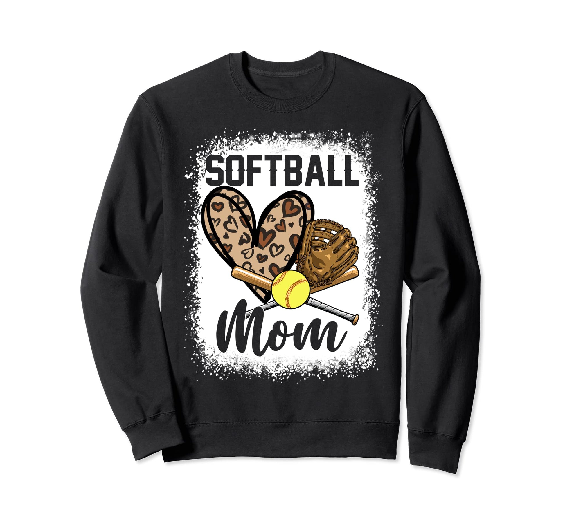 Mom Softball Leopard Softball Game Day Sweatshirt - Unique Graphic Unisex - T-Shirt, Sweatshirt, Hoodie