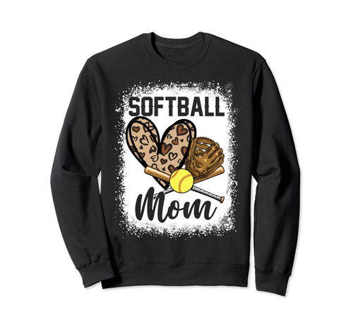Mom Softball Leopard Softball Game Day Sweatshirt - Unique Graphic Unisex - T-Shirt, Sweatshirt, Hoodie