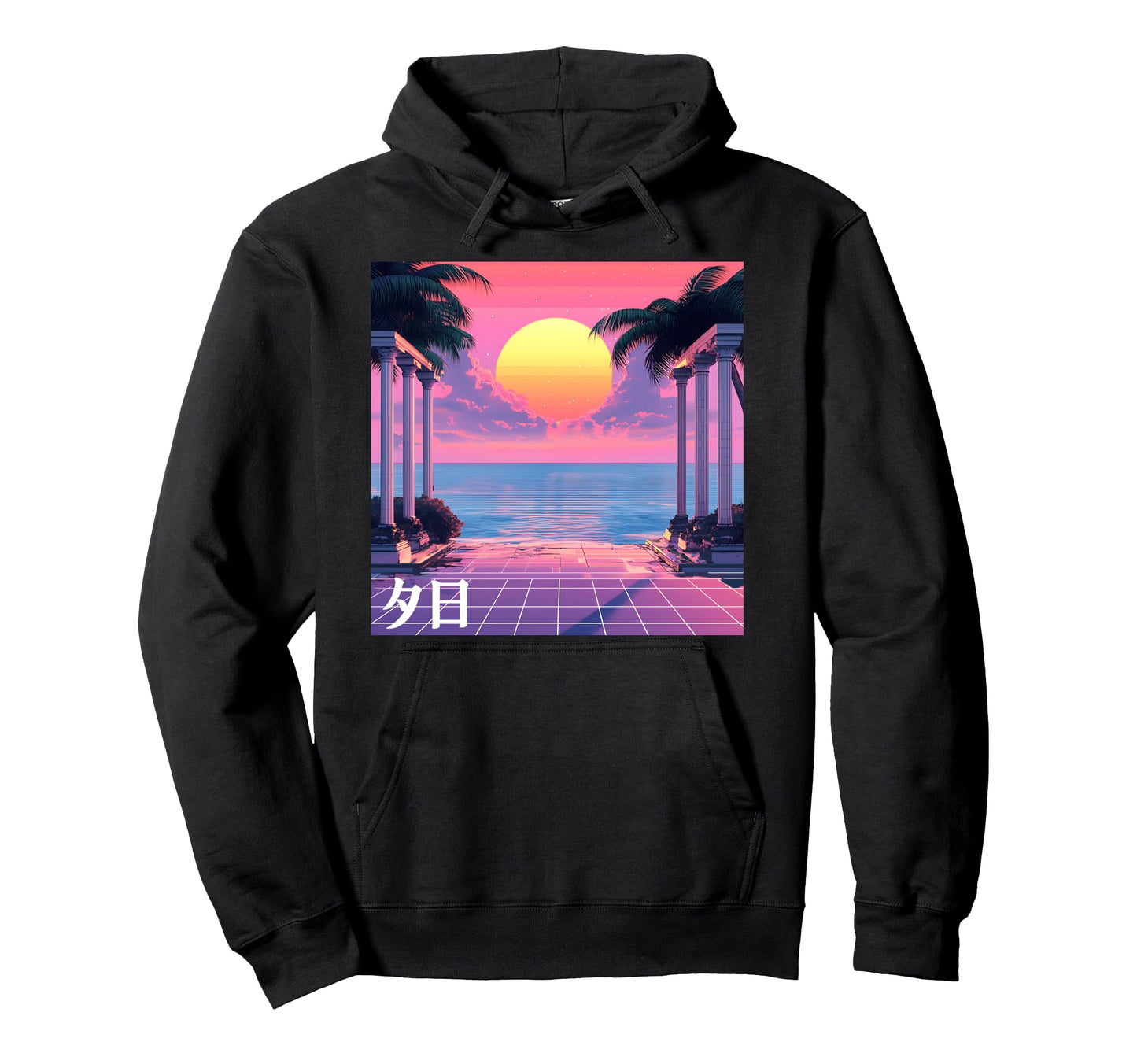Greek Retrowave Vaporwave Sunset Hoodie - Casual Everyday Wear Men Women - T-Shirt, Sweatshirt, Hoodie