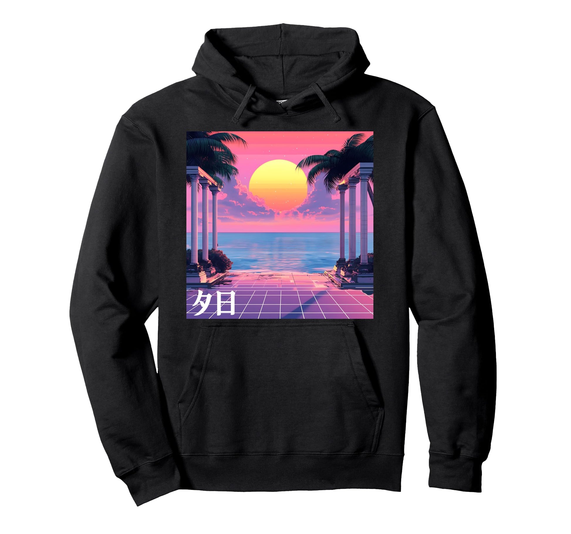 Greek Retrowave Vaporwave Sunset Hoodie - Casual Everyday Wear Men Women - T-Shirt, Sweatshirt, Hoodie