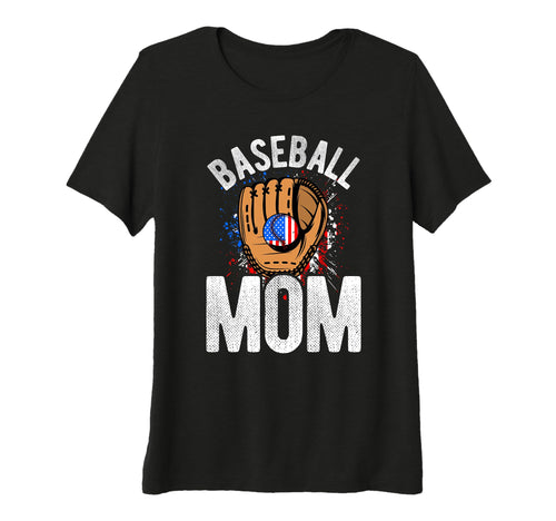 Womens Baseball Mom Usa Flag Tri Blend T-Shirt - Trendy Graphic Unisex - T-Shirt, Sweatshirt, Hoodie