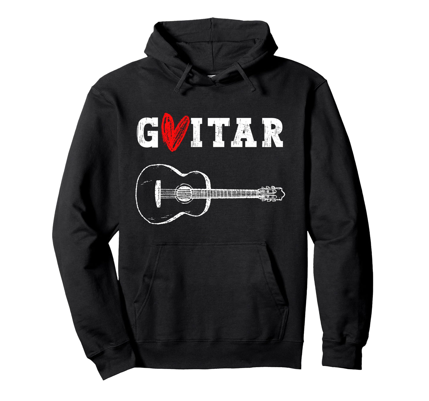 Grunge Guitar Lover Distressed Rock Hoodie - Casual Everyday Wear Unisex - T-Shirt, Sweatshirt, Hoodie