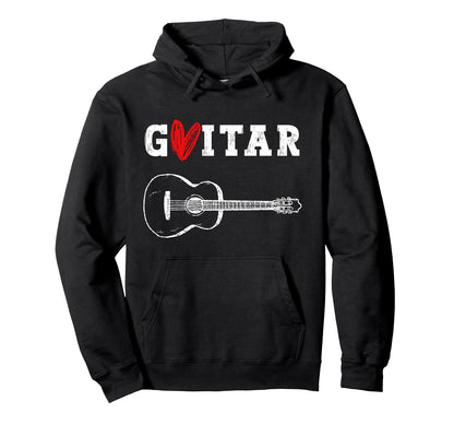 Grunge Guitar Lover Distressed Rock Hoodie - Casual Everyday Wear Unisex - T-Shirt, Sweatshirt, Hoodie