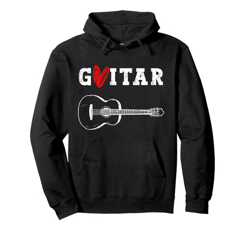 Grunge Guitar Lover Distressed Rock Hoodie - Casual Everyday Wear Unisex - T-Shirt, Sweatshirt, Hoodie