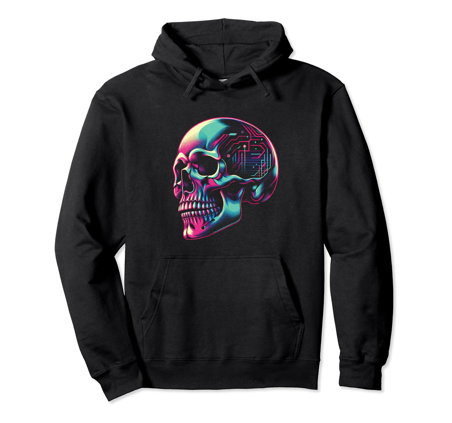Cyberpunk Skull Vaporwave 80S 90S Hoodie - Casual Everyday Wear Men Women - T-Shirt, Sweatshirt, Hoodie