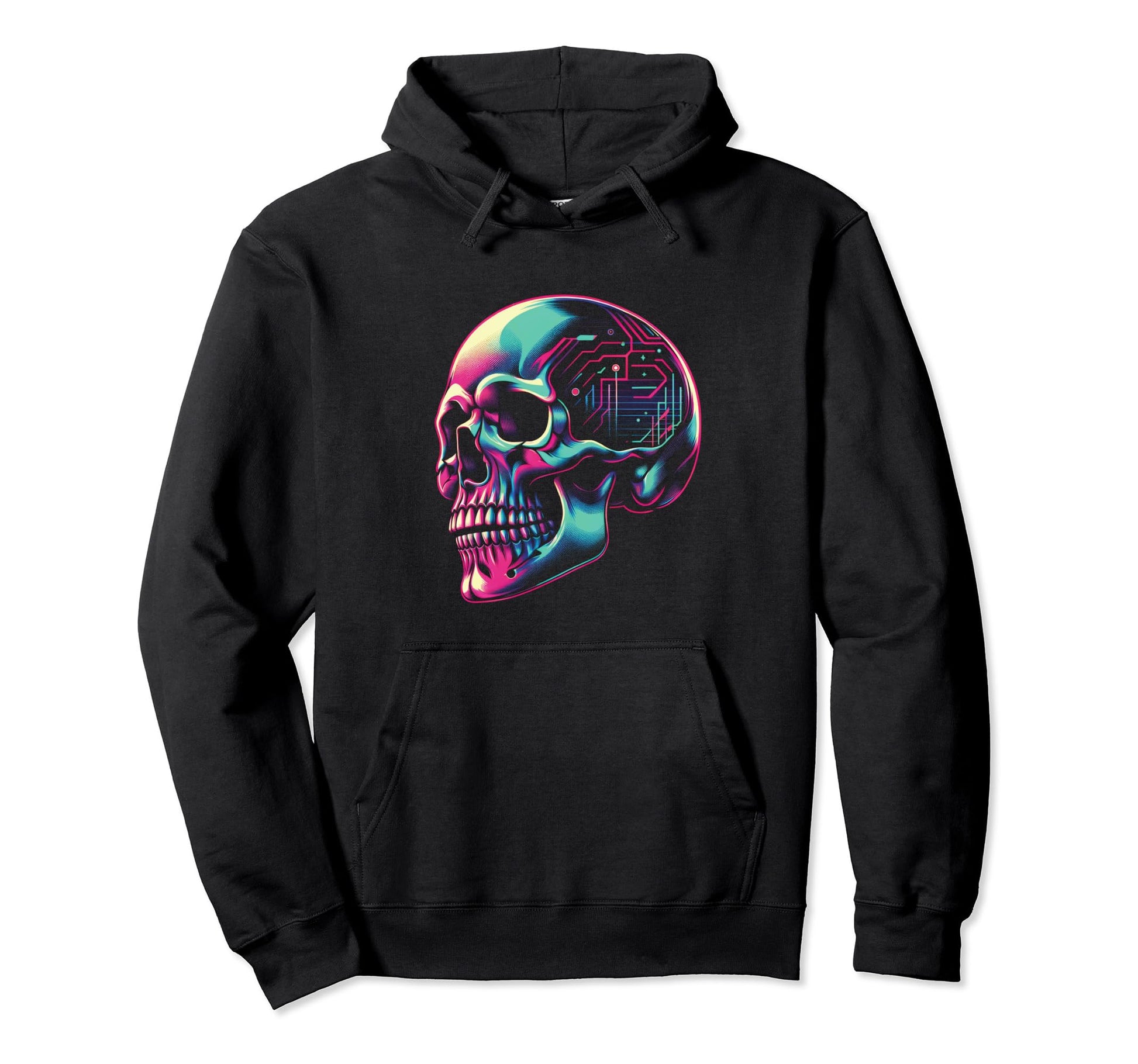 Cyberpunk Skull Vaporwave 80S 90S Hoodie - Casual Everyday Wear Men Women - T-Shirt, Sweatshirt, Hoodie