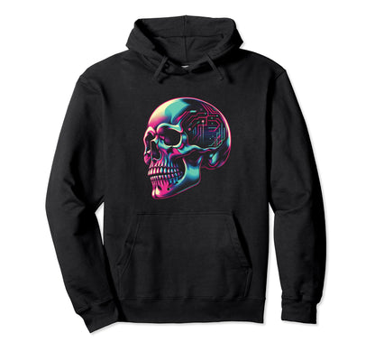 Cyberpunk Skull Vaporwave 80S 90S Hoodie - Casual Everyday Wear Men Women - T-Shirt, Sweatshirt, Hoodie