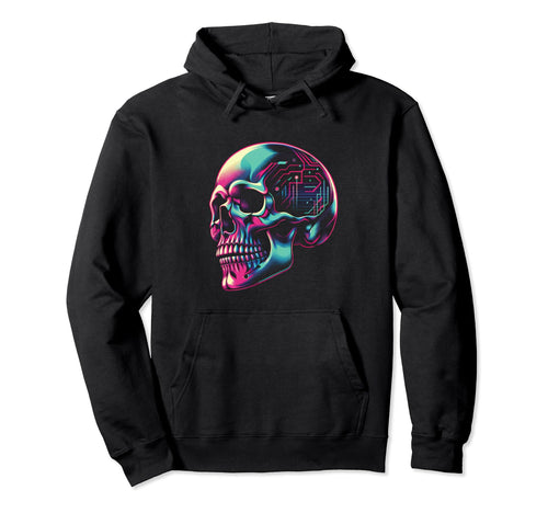 Cyberpunk Skull Vaporwave 80S 90S Hoodie - Casual Everyday Wear Men Women - T-Shirt, Sweatshirt, Hoodie