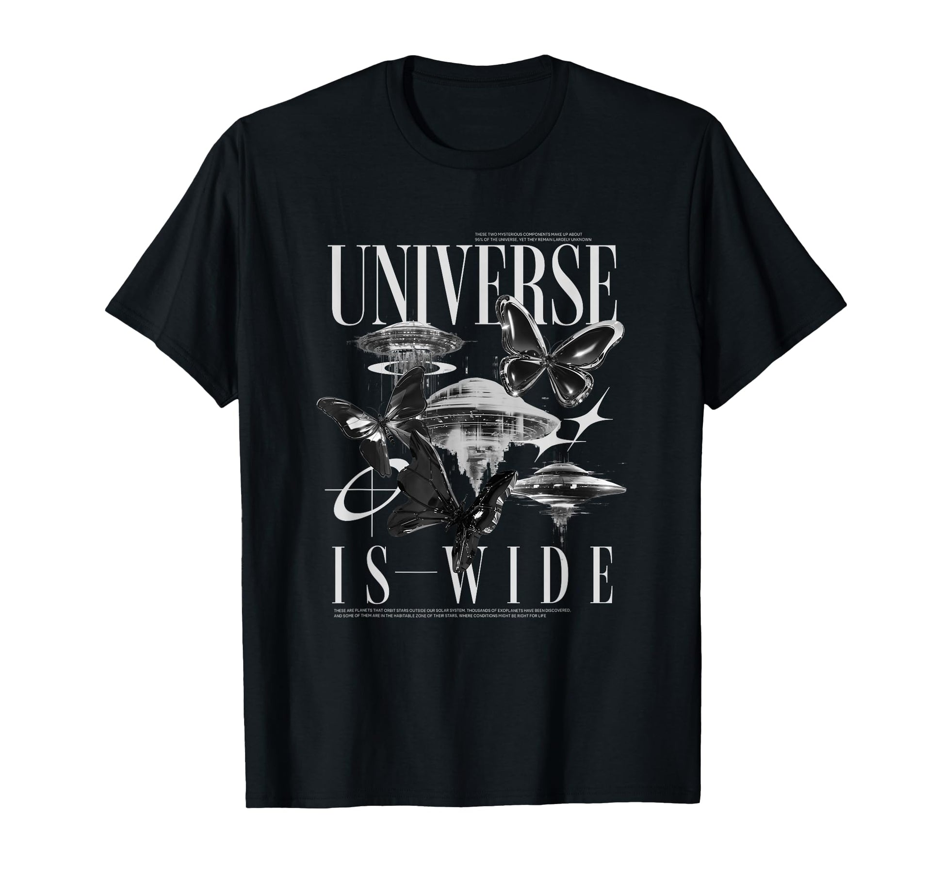 Butterfly Ufo Y2K Grunge Aesthetic T-Shirt - Streetwear Style Men Women - T-Shirt, Sweatshirt, Hoodie