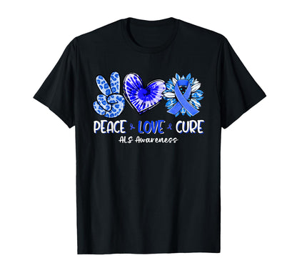 Peace Love Cure Sunflower Als T-Shirt - Fun Novelty Design for Adults - T-Shirt, Sweatshirt, Hoodie