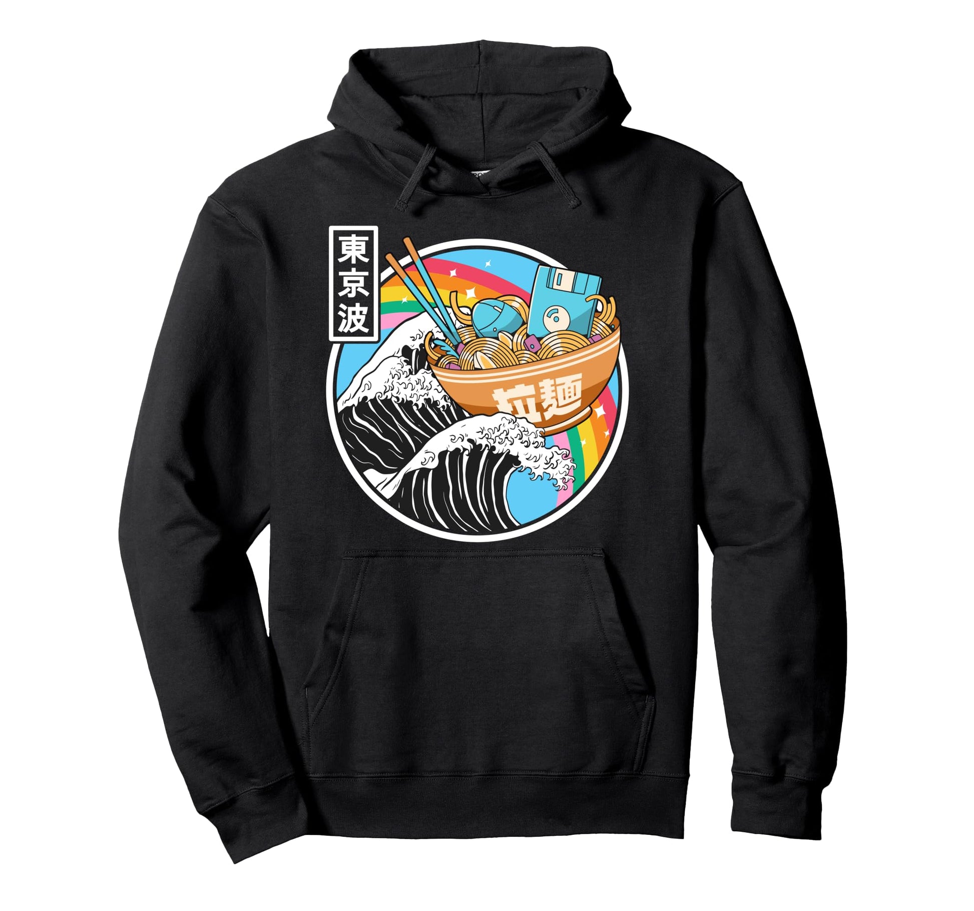Computer Ramen Noodles Great Wave Hoodie - Custom Art Print Men Women - T-Shirt, Sweatshirt, Hoodie