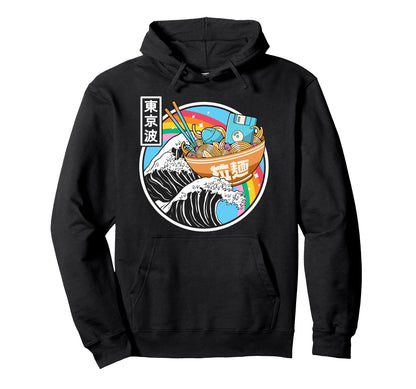 Computer Ramen Noodles Great Wave Hoodie - Custom Art Print Men Women - T-Shirt, Sweatshirt, Hoodie