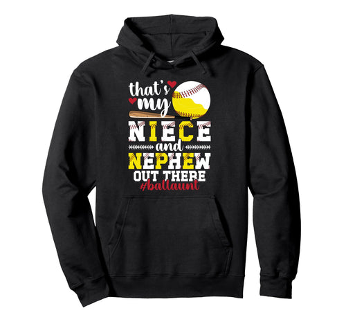 Proud Ball Aut Baseball Softball Aunt Hoodie - Novelty Apparel for Adults - T-Shirt, Sweatshirt, Hoodie