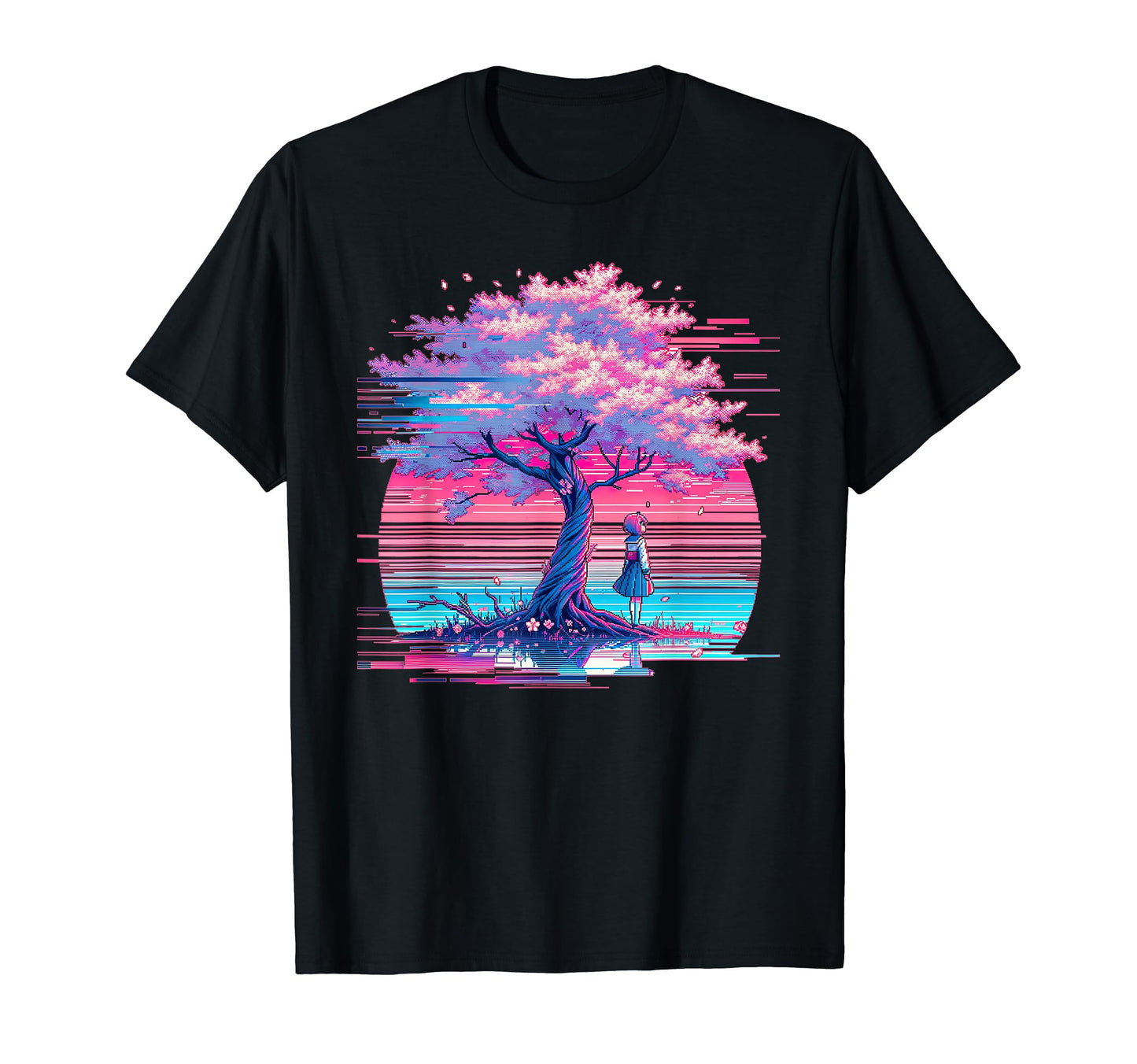 Sakura Synthwave Japanese Vaporwave T-Shirt - Graphic Print for Adults - T-Shirt, Sweatshirt, Hoodie