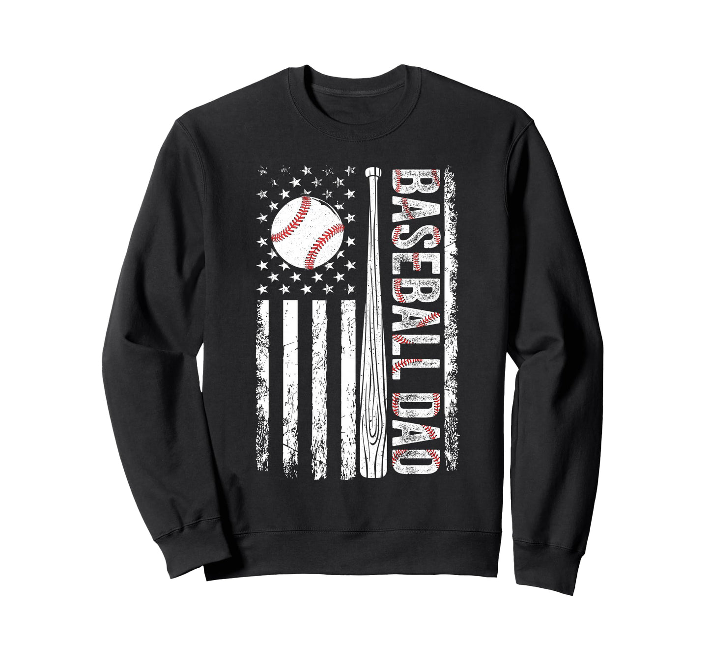 Baseball Dad American Flag Sweatshirt - Streetwear Style for Adults - T-Shirt, Sweatshirt, Hoodie