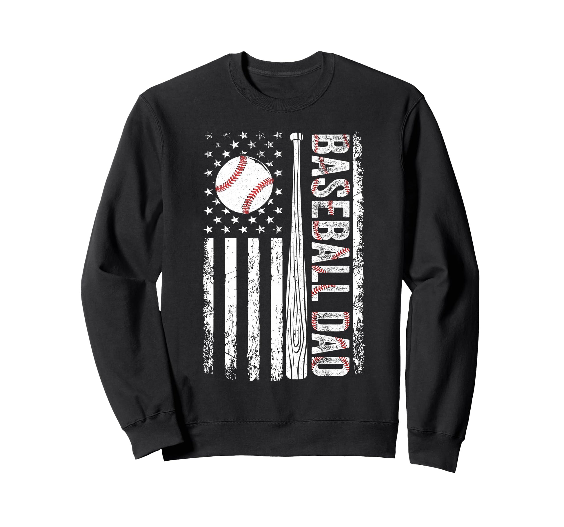 Baseball Dad American Flag Sweatshirt - Streetwear Style for Adults - T-Shirt, Sweatshirt, Hoodie